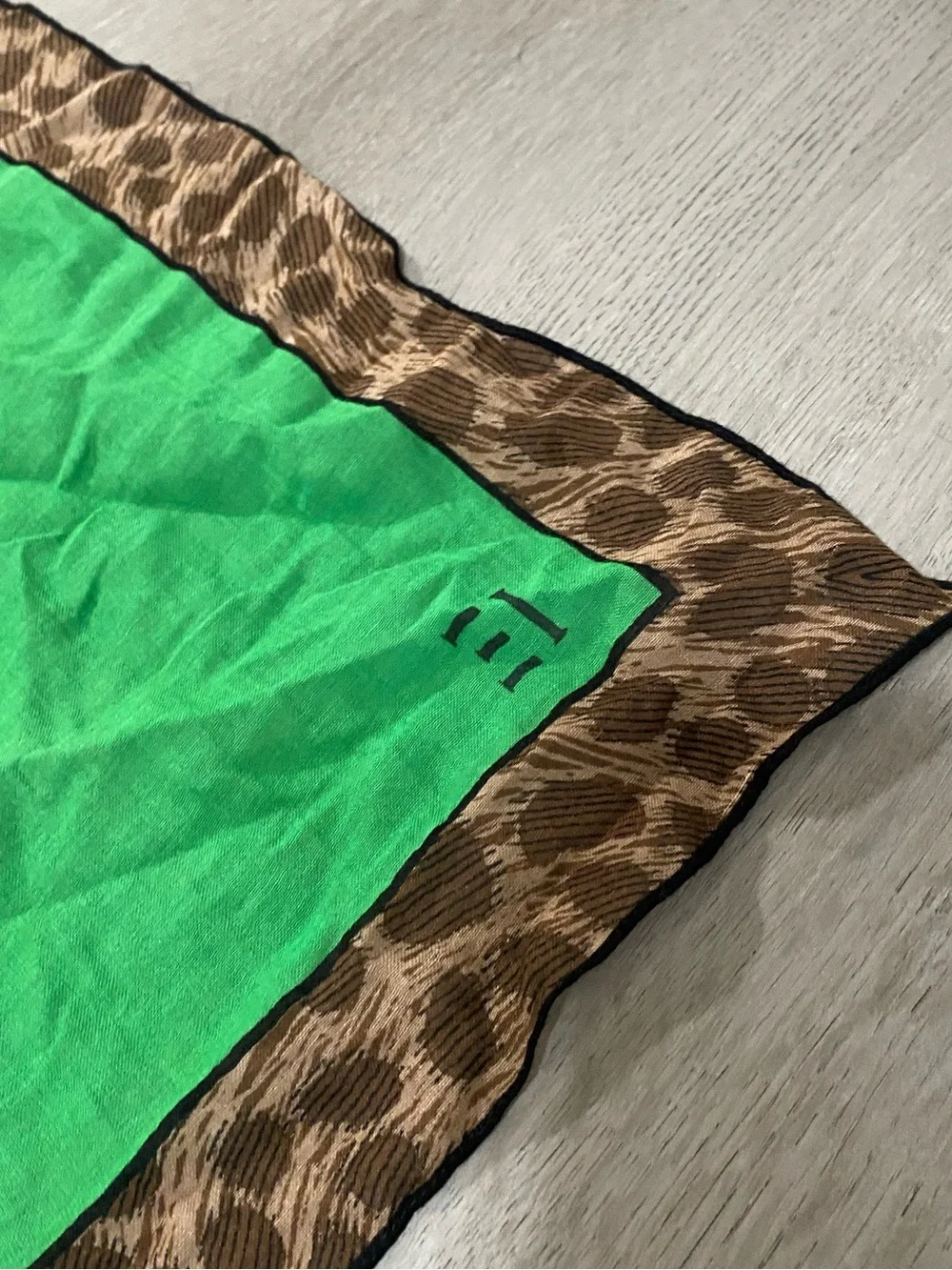 Inoui Editions Cheetah Square Large Big Cats Luxury Scarf - Green